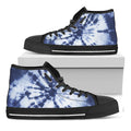 Blue And White Tie Dye Print Black High Top Sneakers