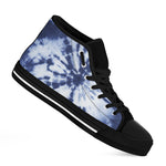 Blue And White Tie Dye Print Black High Top Shoes