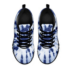 Blue And White Tie Dye Print Black Sneakers