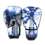 Blue And White Tie Dye Print Boxing Gloves