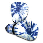 Blue And White Tie Dye Print Boxing Gloves