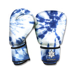Blue And White Tie Dye Print Boxing Gloves