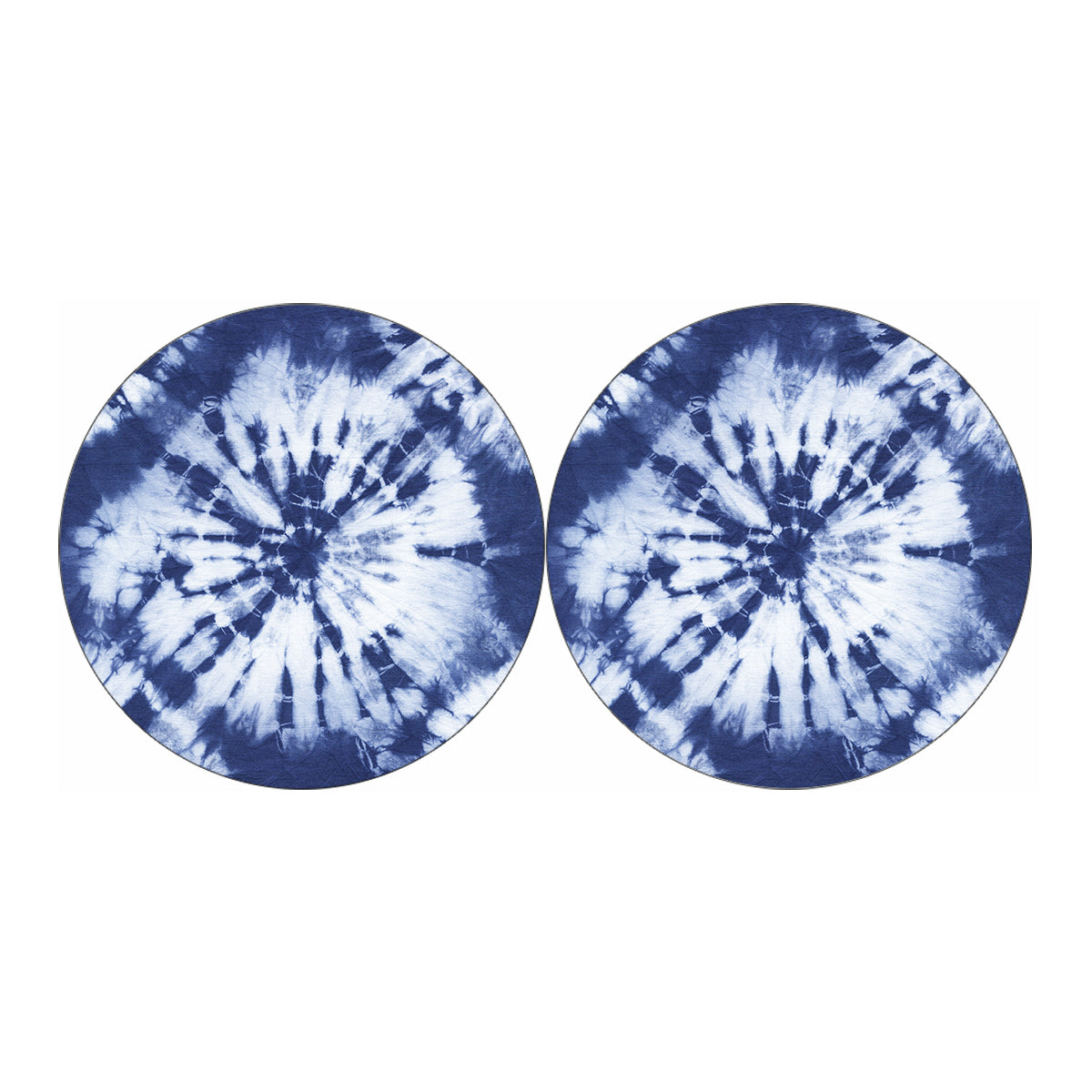 Blue And White Tie Dye Print Car Coasters
