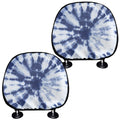 Blue And White Tie Dye Print Car Headrest Covers