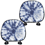 Blue And White Tie Dye Print Car Headrest Covers