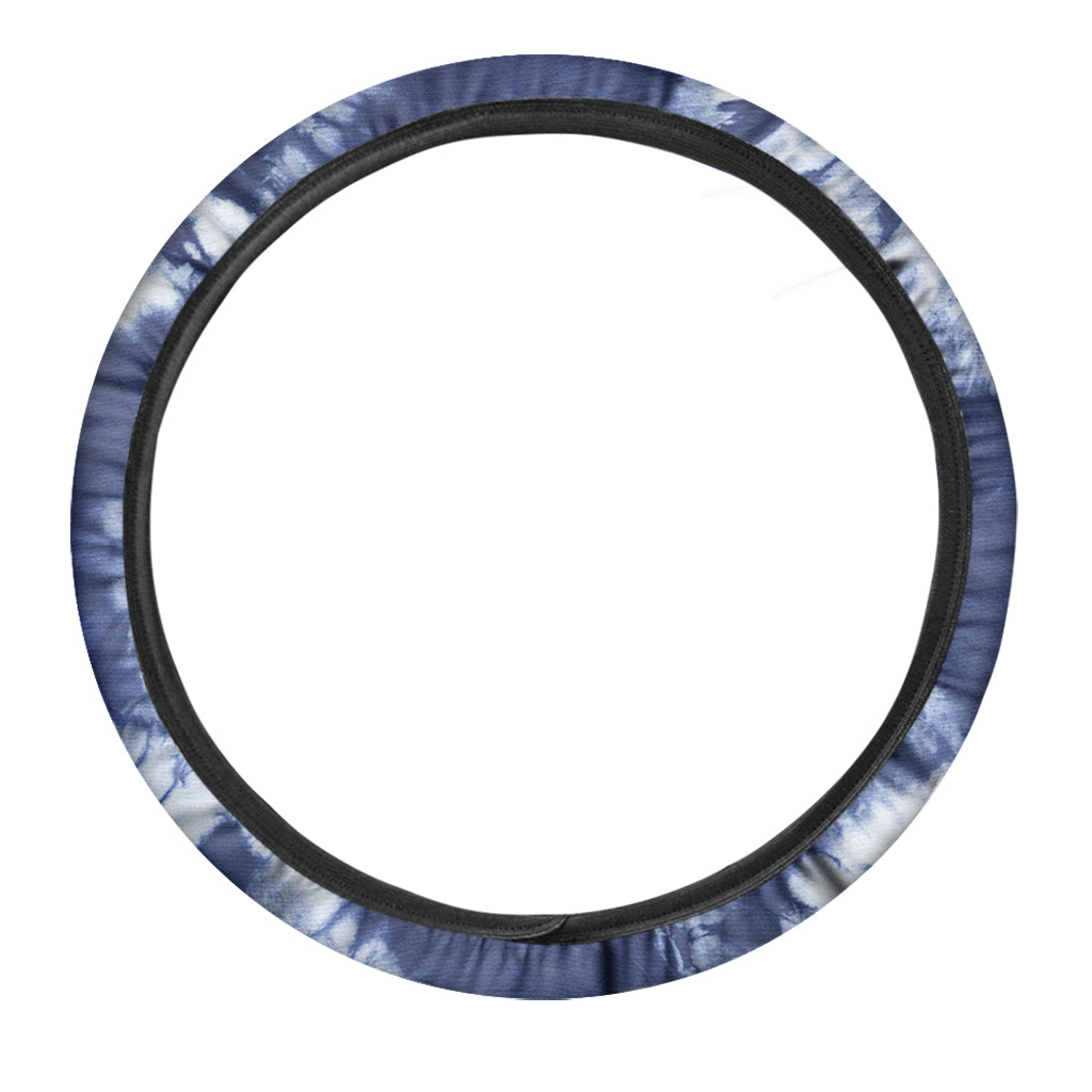Blue And White Tie Dye Print Car Steering Wheel Cover
