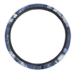Blue And White Tie Dye Print Car Steering Wheel Cover