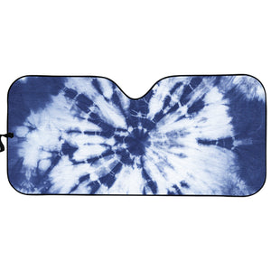 Blue And White Tie Dye Print Car Sun Shade