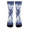 Blue And White Tie Dye Print Crew Socks