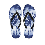 Blue And White Tie Dye Print Flip Flops