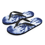 Blue And White Tie Dye Print Flip Flops