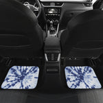 Blue And White Tie Dye Print Front and Back Car Floor Mats