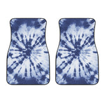 Blue And White Tie Dye Print Front Car Floor Mats