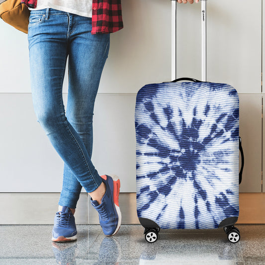Blue And White Tie Dye Print Luggage Cover