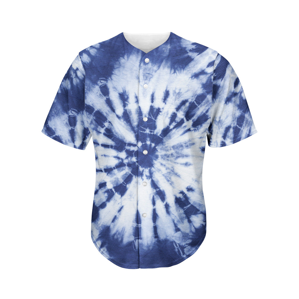 Blue And White Tie Dye Print Men's Baseball Jersey