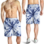 Blue And White Tie Dye Print Men's Shorts