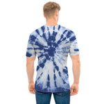 Blue And White Tie Dye Print Men's T-Shirt