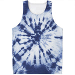Blue And White Tie Dye Print Men's Tank Top