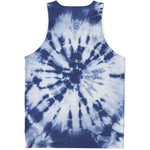 Blue And White Tie Dye Print Men's Tank Top