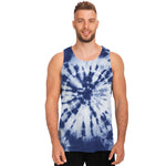 Blue And White Tie Dye Print Men's Tank Top