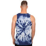 Blue And White Tie Dye Print Men's Tank Top