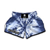 Blue And White Tie Dye Print Muay Thai Boxing Shorts