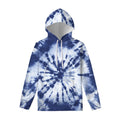 Blue And White Tie Dye Print Pullover Hoodie