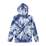 Blue And White Tie Dye Print Pullover Hoodie