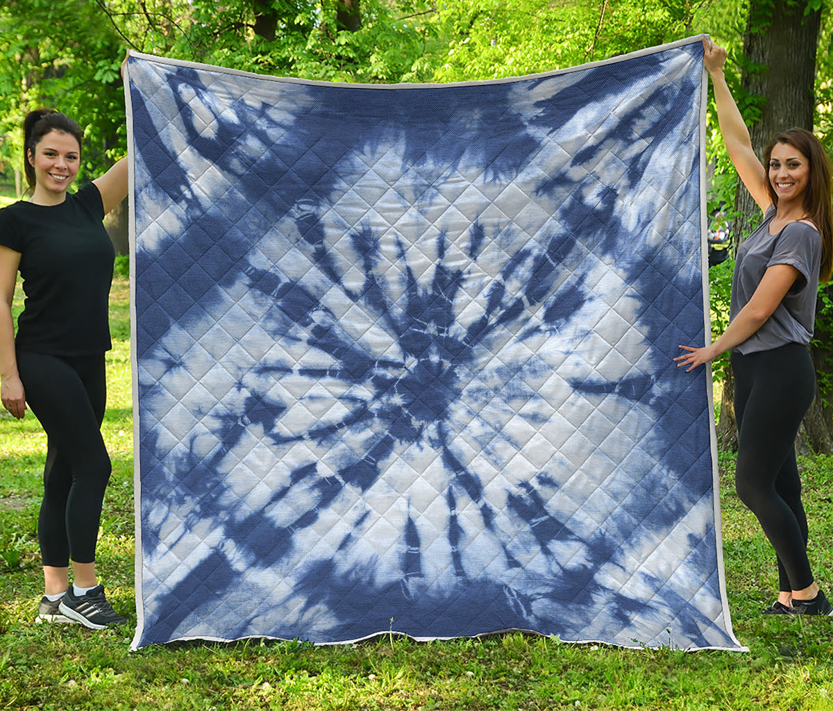 Blue And White Tie Dye Print Quilt