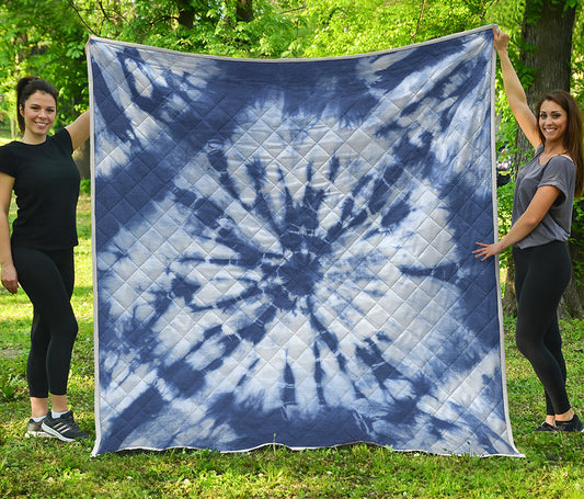 Blue And White Tie Dye Print Quilt