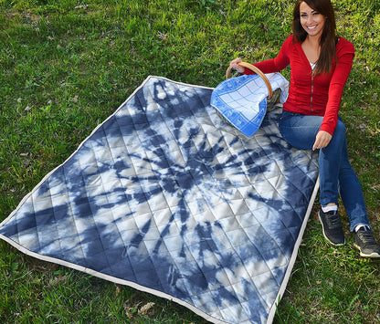 Blue And White Tie Dye Print Quilt