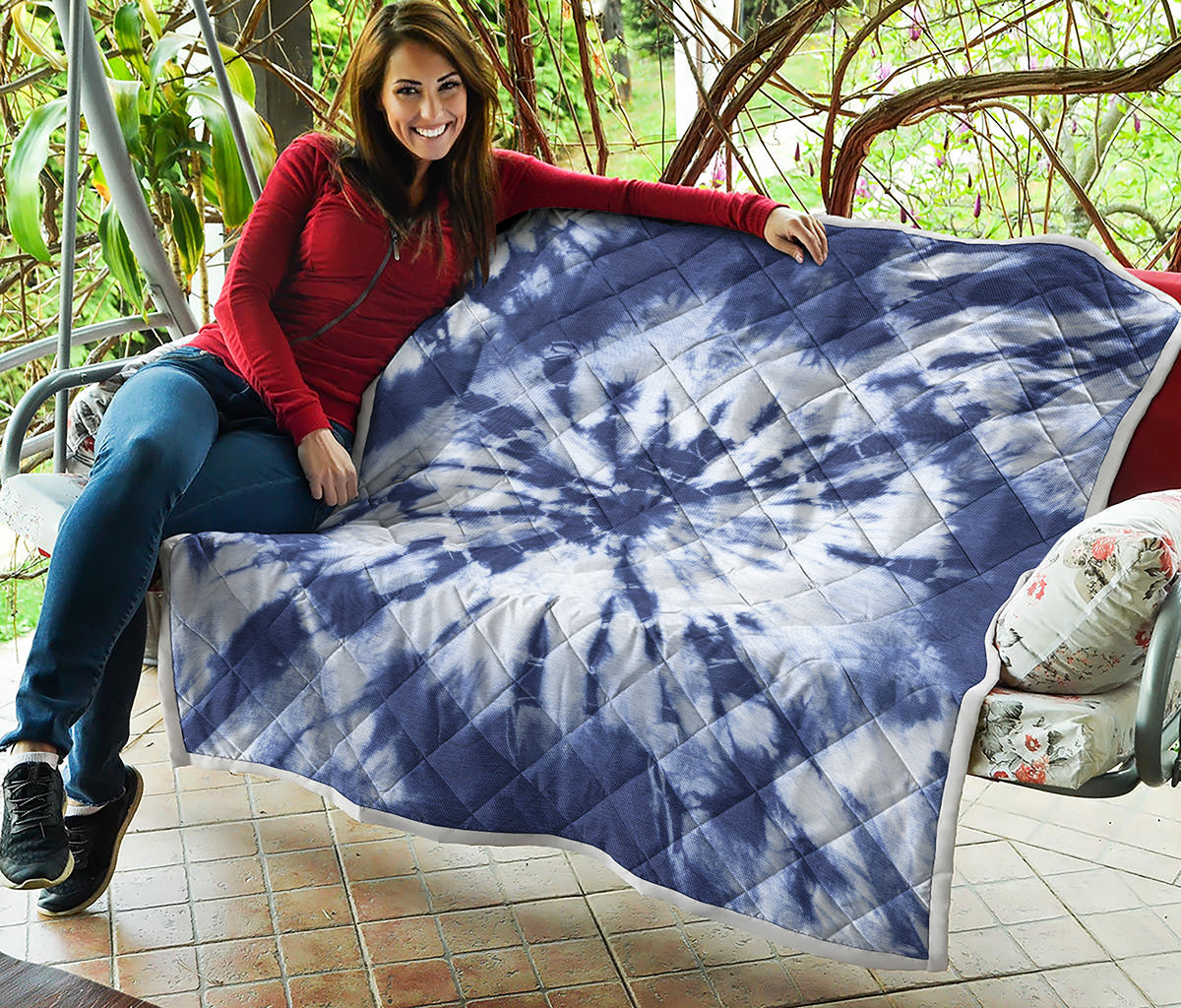 Blue And White Tie Dye Print Quilt