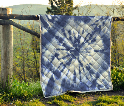 Blue And White Tie Dye Print Quilt