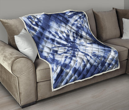 Blue And White Tie Dye Print Quilt