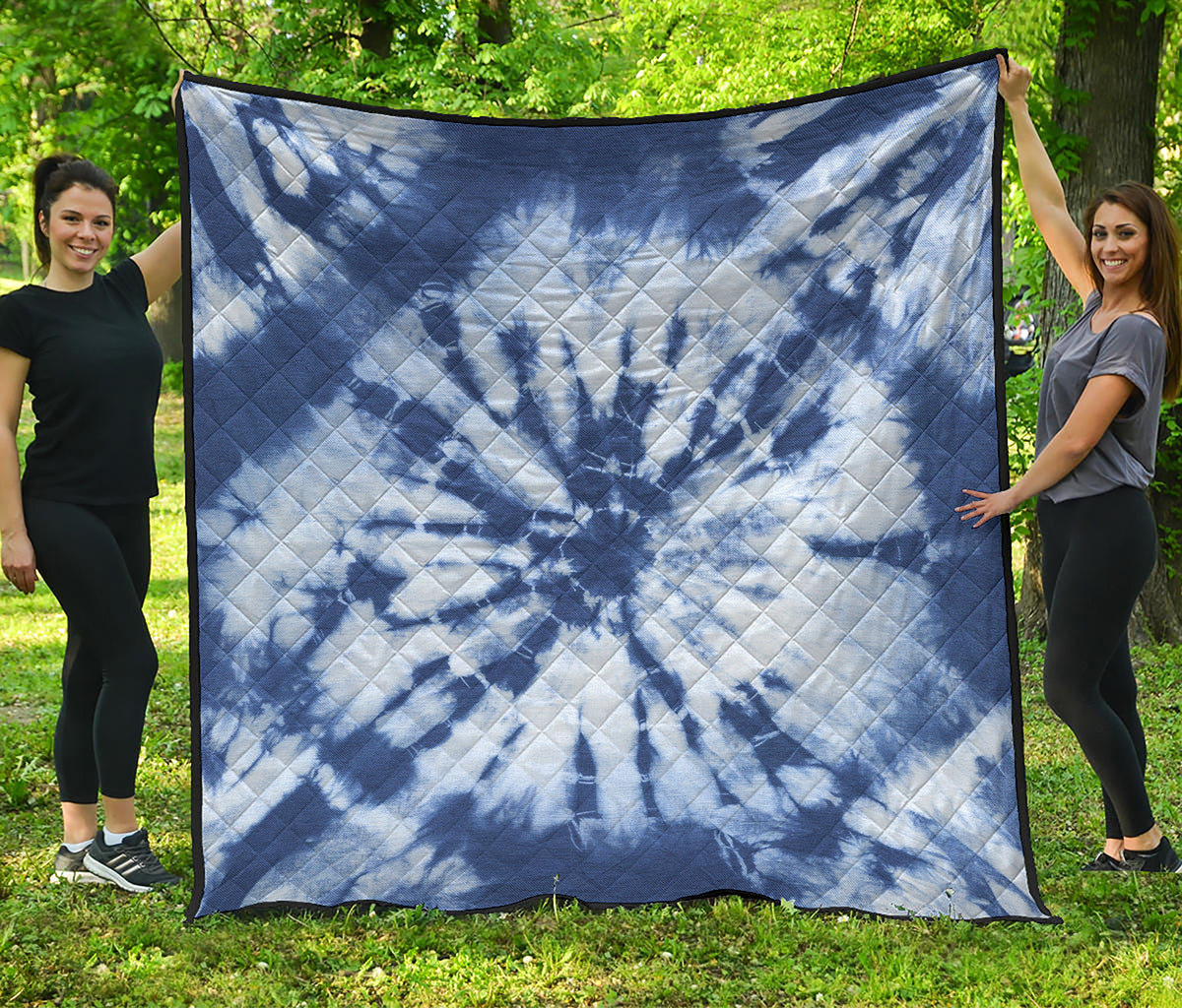Blue And White Tie Dye Print Quilt