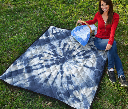 Blue And White Tie Dye Print Quilt