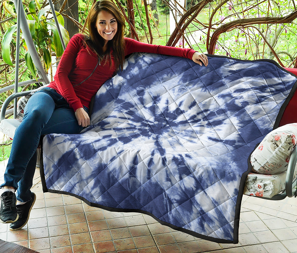 Blue And White Tie Dye Print Quilt