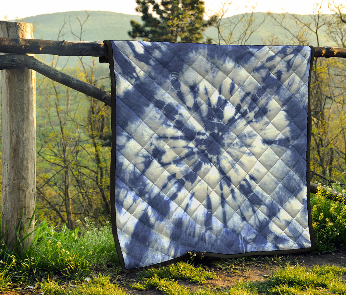 Blue And White Tie Dye Print Quilt
