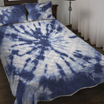 Blue And White Tie Dye Print Quilt Bed Set
