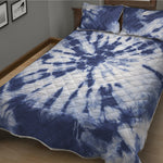 Blue And White Tie Dye Print Quilt Bed Set