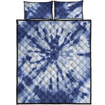 Blue And White Tie Dye Print Quilt Bed Set