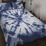 Blue And White Tie Dye Print Quilt Bed Set