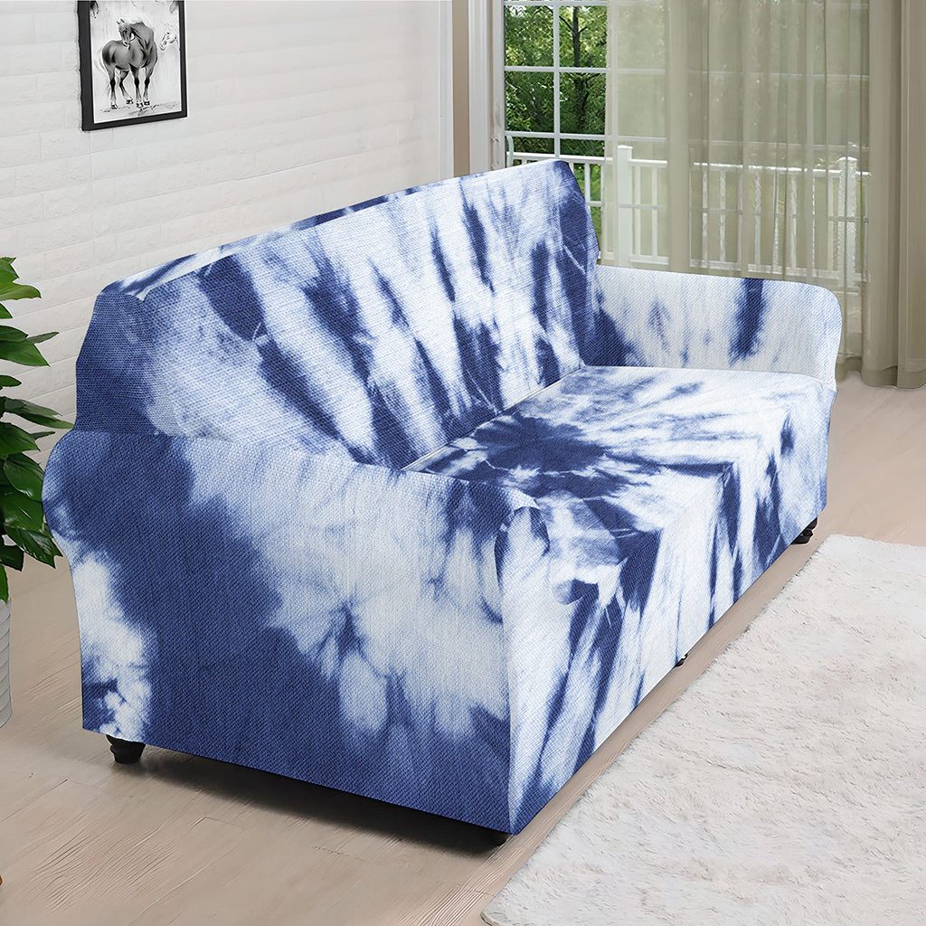 Blue And White Tie Dye Print Sofa Cover