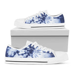 Blue And White Tie Dye Print White Low Top Shoes