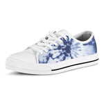 Blue And White Tie Dye Print White Low Top Shoes