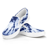 Blue And White Tie Dye Print White Slip On Shoes