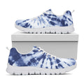 Blue And White Tie Dye Print White Running Shoes