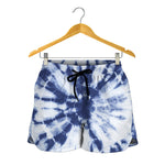 Blue And White Tie Dye Print Women's Shorts