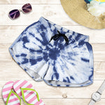 Blue And White Tie Dye Print Women's Shorts
