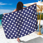 Blue And White USA Star Pattern Print Beach Sarong Wrap